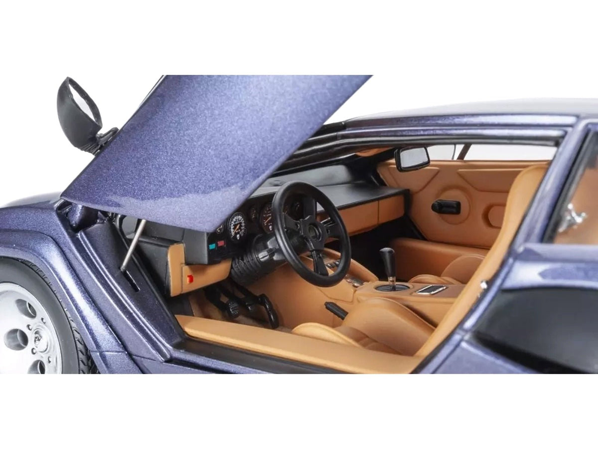 Lamborghini Countach LP 5000 Quattrovalvole Dark Blue Metallic 1/18 Diecast Model Car by Kyosho-Kyosho-ModelCars.com