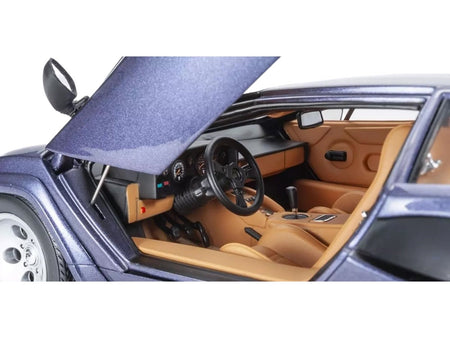Lamborghini Countach LP 5000 Quattrovalvole Dark Blue Metallic 1/18 Diecast Model Car by Kyosho-Kyosho-ModelCars.com