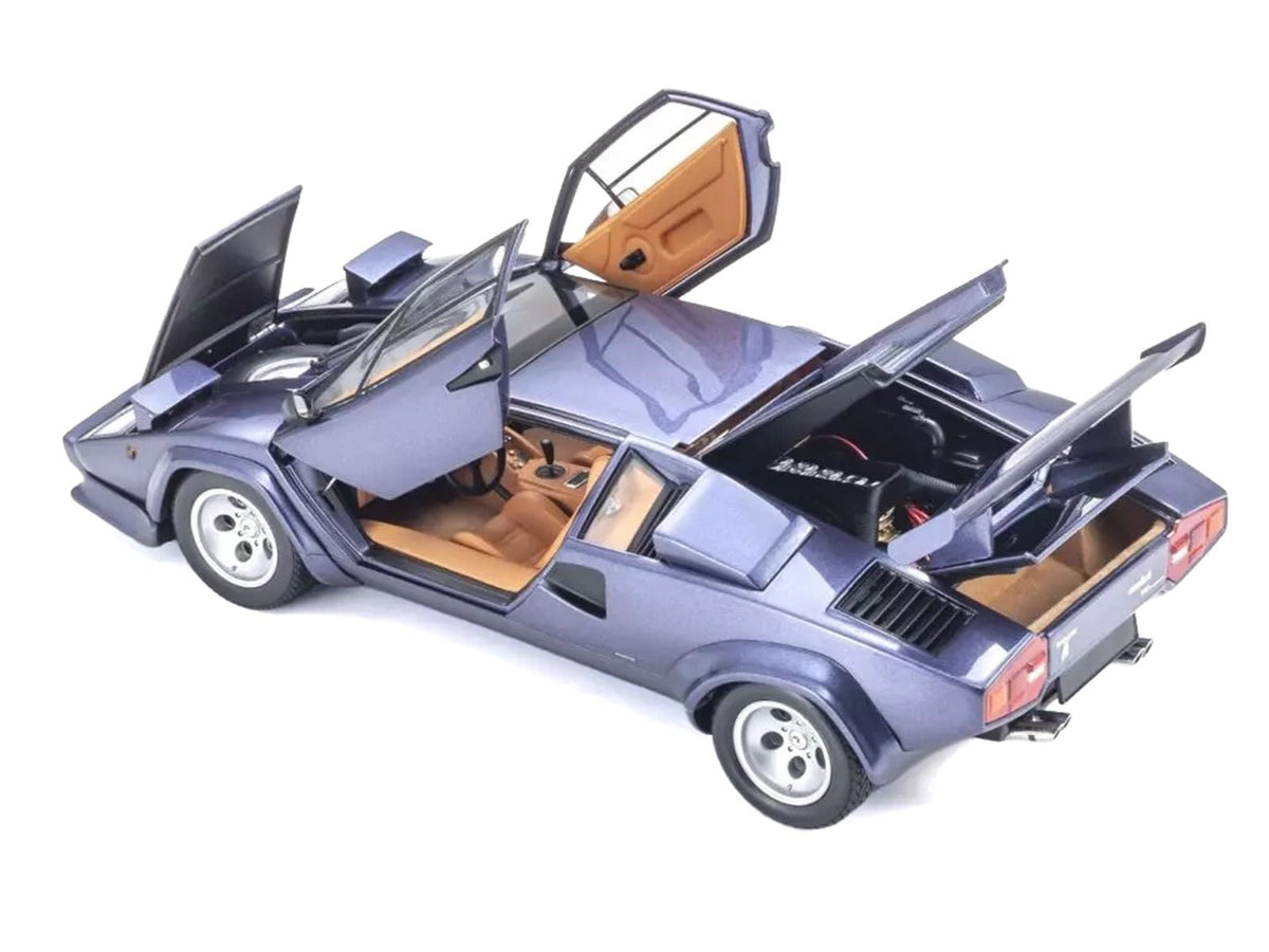 Lamborghini Countach LP 5000 Quattrovalvole Dark Blue Metallic 1/18 Diecast Model Car by Kyosho-Kyosho-ModelCars.com