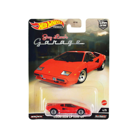 Lamborghini Countach LP 5000 QV Red "Jay Lenoâ€™s Garage" Diecast Model Car by Hot Wheels-Hotwheels-ModelCars.com