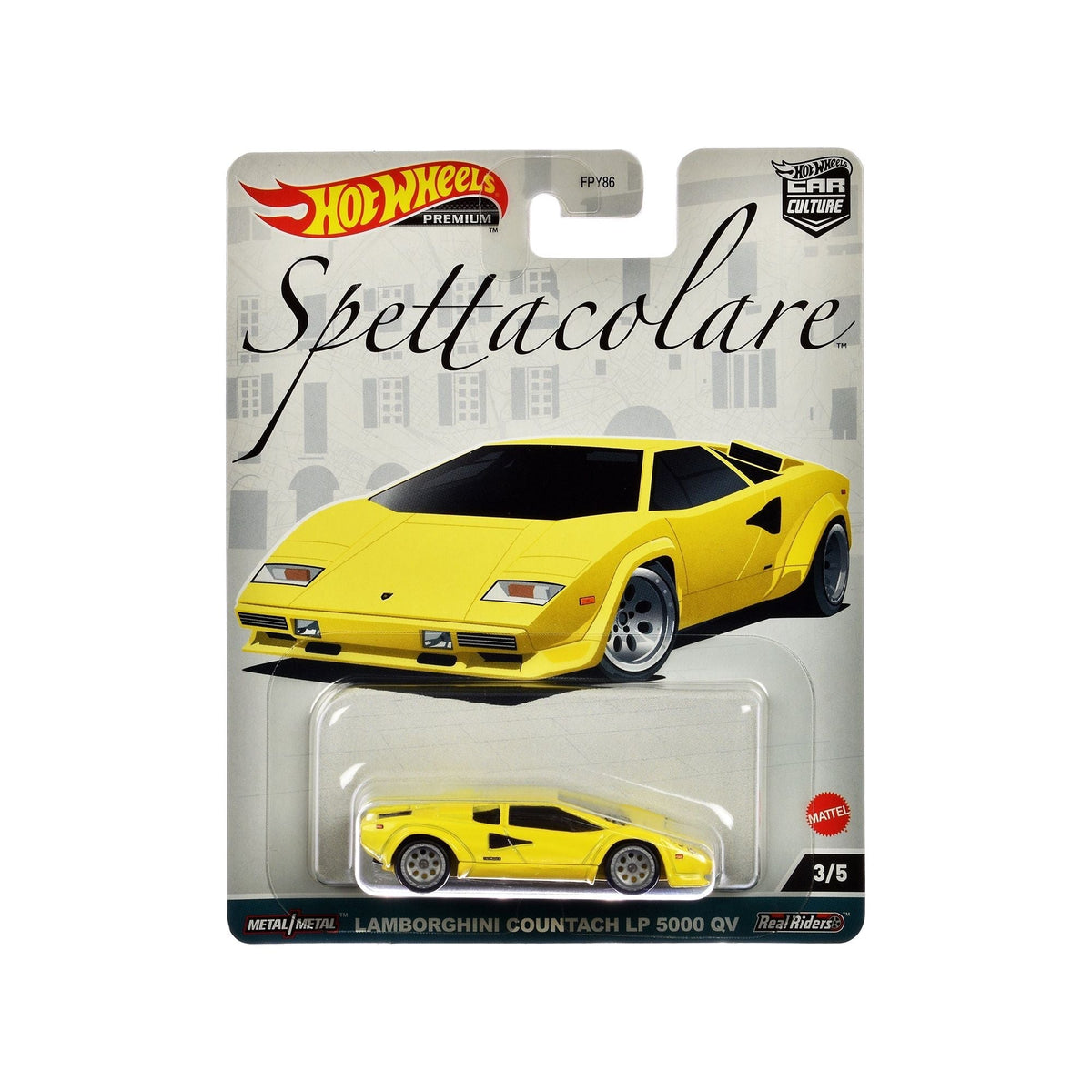 Lamborghini Countach LP 5000 QV Yellow "Spettacolare" Series Diecast Model Car by Hot Wheels-Hotwheels-ModelCars.com
