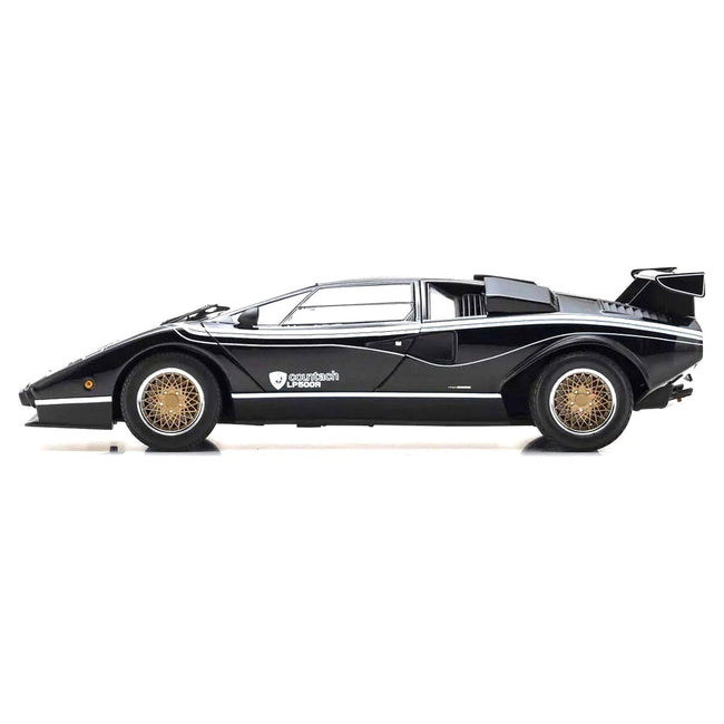 Lamborghini Countach LP 500R Black with White Interior 1/18 Diecast Model Car by Kyosho-Kyosho-ModelCars.com