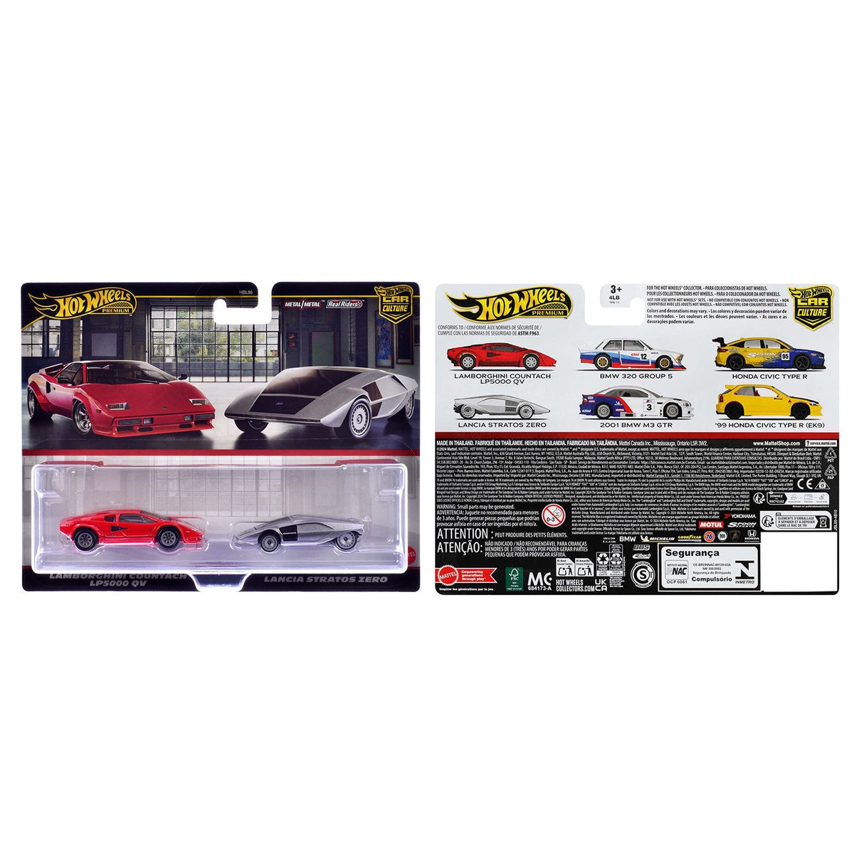 Lamborghini Countach LP5000 QV Red and Lancia Stratos Zero Gray Metallic "Car Culture" Set of 2 Cars Diecast Model Cars by Hot Wheels-Hotwheels-ModelCars.com