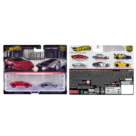 Lamborghini Countach LP5000 QV Red and Lancia Stratos Zero Gray Metallic "Car Culture" Set of 2 Cars Diecast Model Cars by Hot Wheels-Hotwheels-ModelCars.com