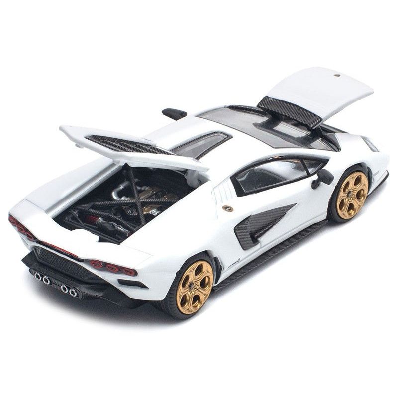 Lamborghini Countach LPI 800 - 4 White with Carbon Accents 1/64 Diecast Model Car by Pop Race - Pop Race - ModelCars.com