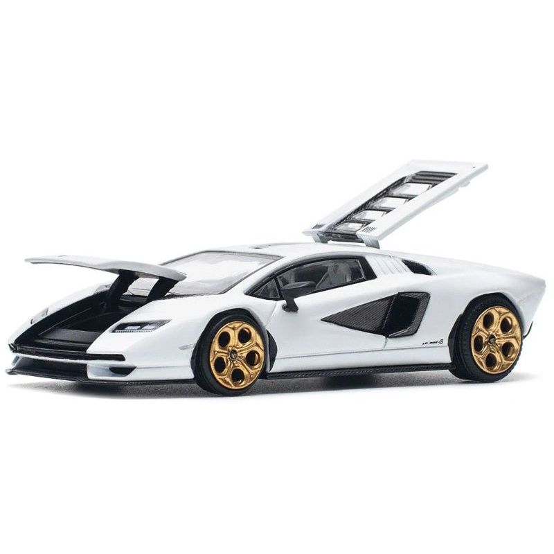 Lamborghini Countach LPI 800 - 4 White with Carbon Accents 1/64 Diecast Model Car by Pop Race - Pop Race - ModelCars.com