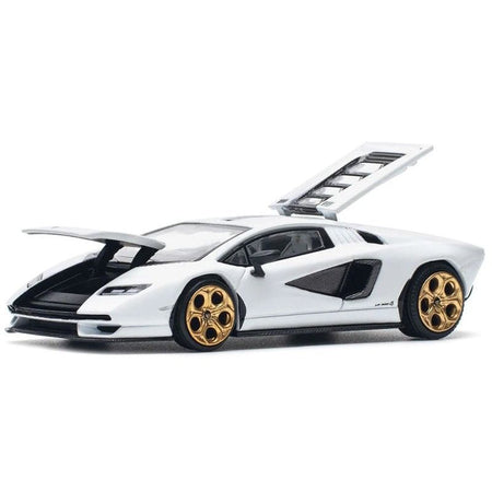 Lamborghini Countach LPI 800 - 4 White with Carbon Accents 1/64 Diecast Model Car by Pop Race - Pop Race - ModelCars.com