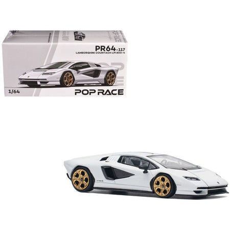 Lamborghini Countach LPI 800 - 4 White with Carbon Accents 1/64 Diecast Model Car by Pop Race - Pop Race - ModelCars.com