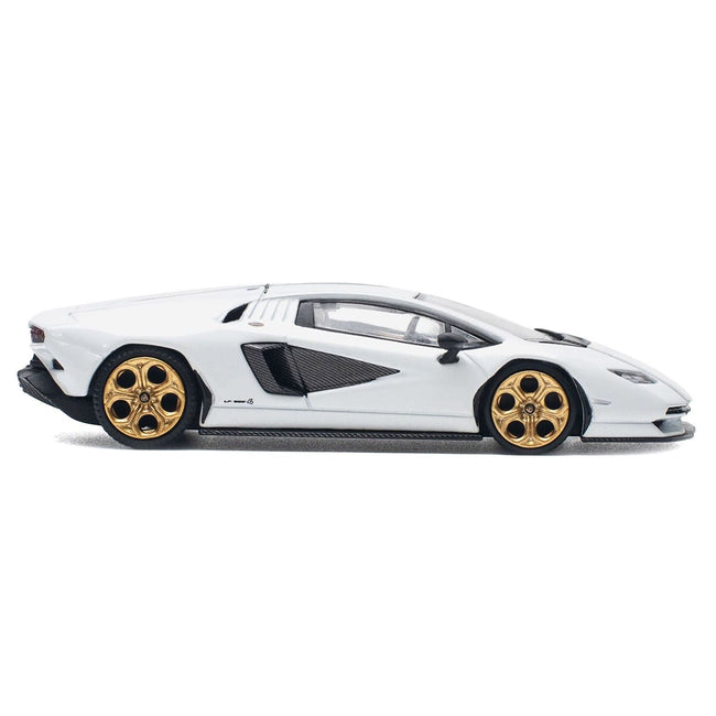 Lamborghini Countach LPI 800-4 White with Carbon Accents 1/64 Diecast Model Car by Pop Race-Pop Race-ModelCars.com