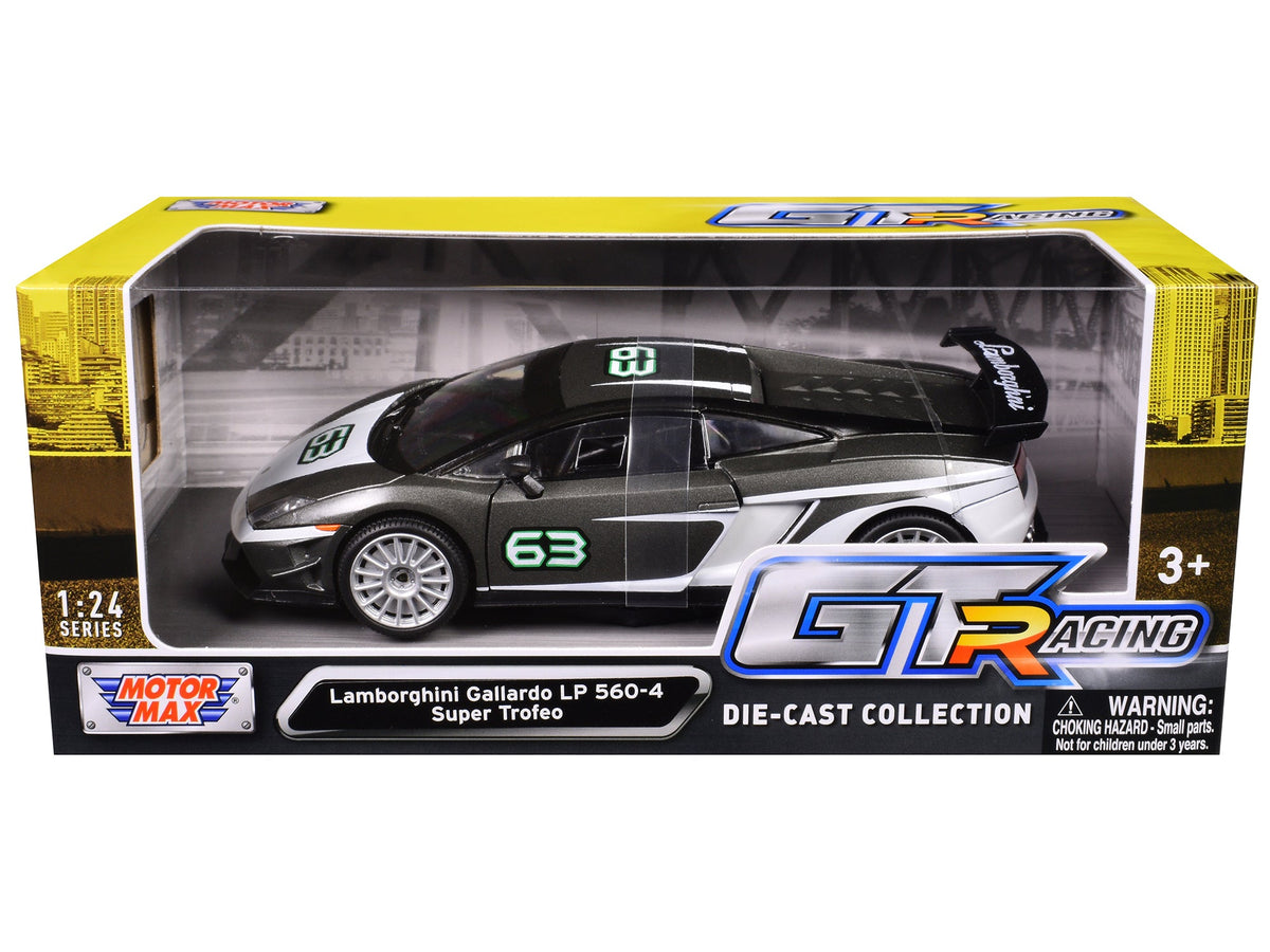 Lamborghini Gallardo LP 560-4 Super Trofeo #63 Gray Metallic and White "GT Racing" Series 1/24 Diecast Model Car by Motormax-Motormax-ModelCars.com