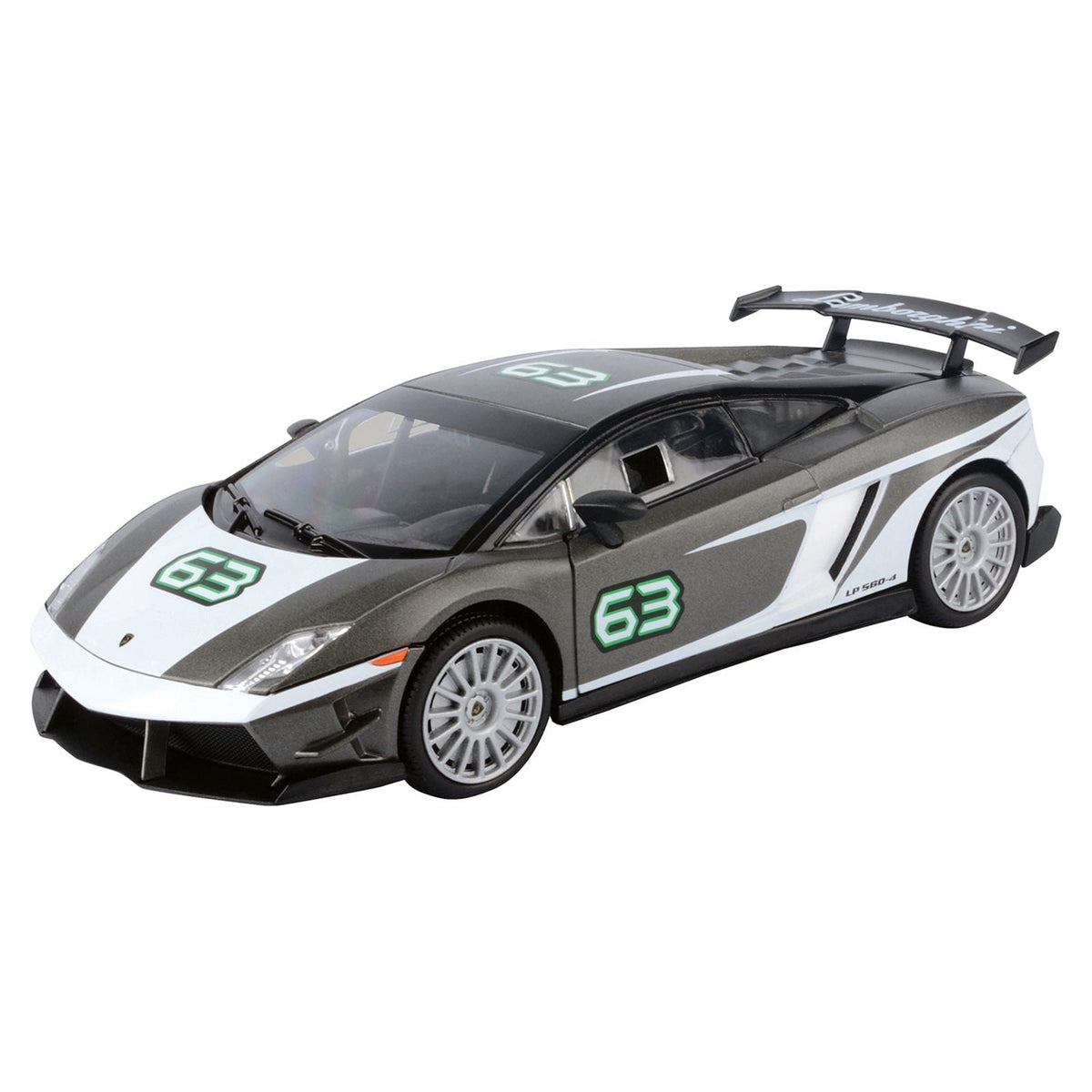 Lamborghini Gallardo LP 560 - 4 Super Trofeo 63 Gray Metallic and White "GT Racing" Series 1/24 Diecast Model Car by Motormax - Motormax - ModelCars.com