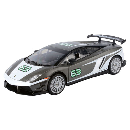 Lamborghini Gallardo LP 560 - 4 Super Trofeo 63 Gray Metallic and White "GT Racing" Series 1/24 Diecast Model Car by Motormax - Motormax - ModelCars.com