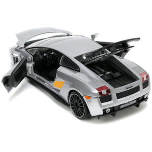 Lamborghini Gallardo Superleggera Silver Metallic with Yellow Stripes "Hyper - Spec" Series 1/24 Diecast Model Car by Jada - Jada - ModelCars.com