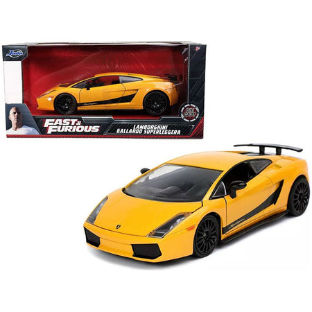 Lamborghini Gallardo Superleggera Yellow with Black Stripes "Fast & Furious" Movie 1/24 Diecast Model Car by Jada - Jada - ModelCars.com