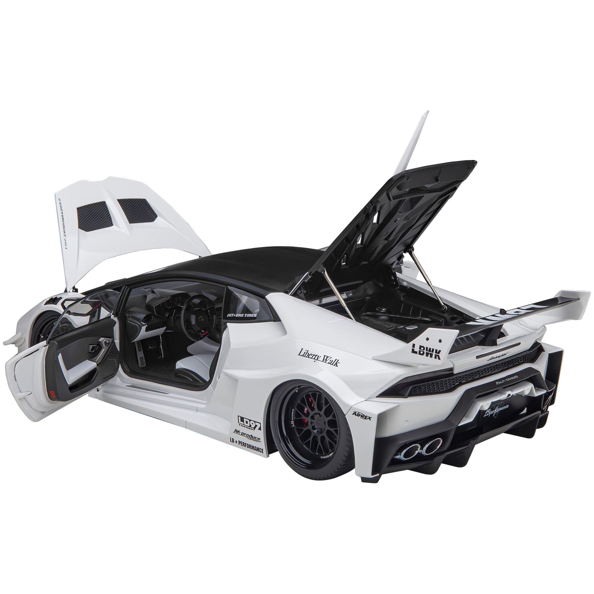 Lamborghini Huracan GT "LB - Silhouette Works" White with Black 1/18 Model Car by Autoart - Autoart - ModelCars.com