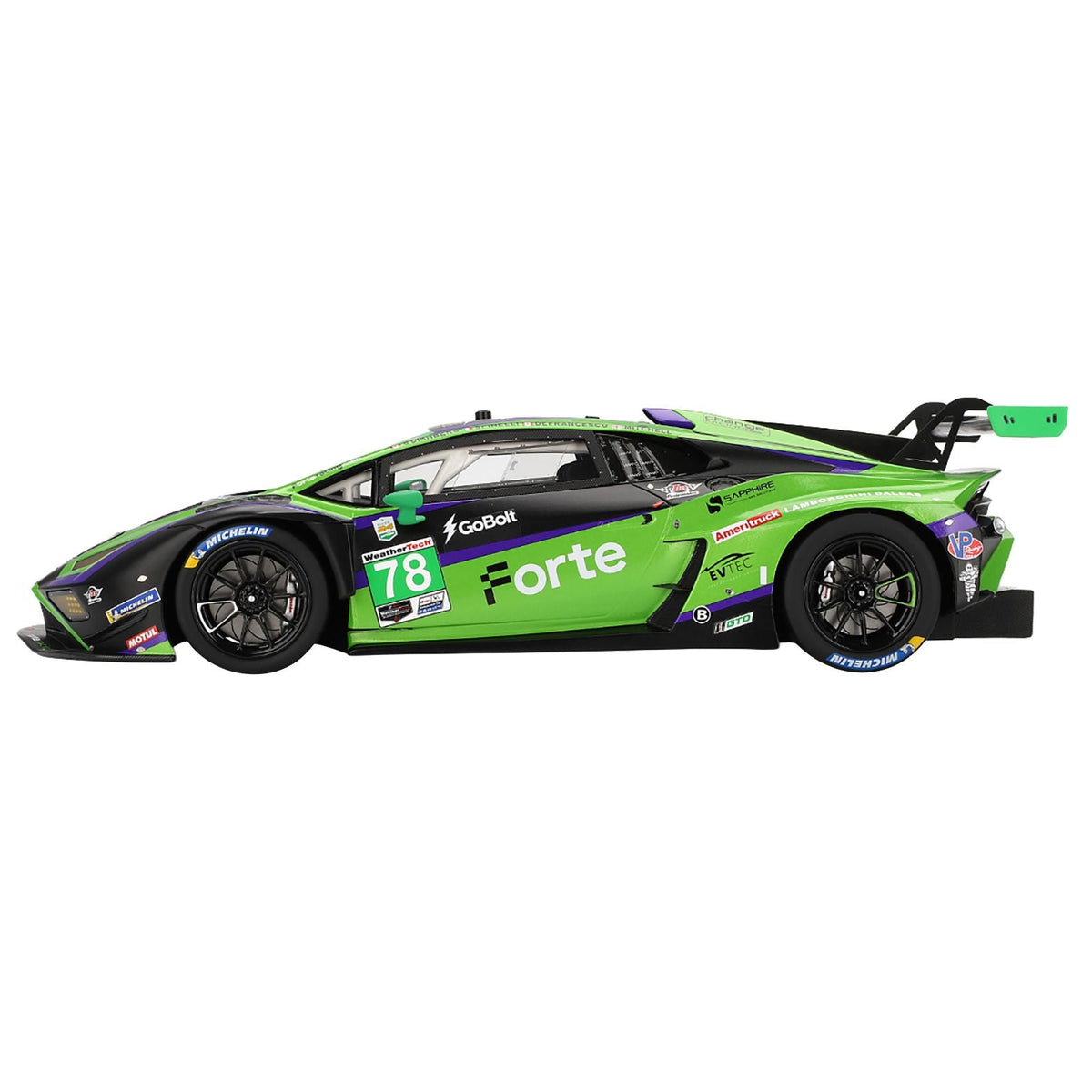 Lamborghini Huracan GT3 EVO2 #78 Devlin DeFrancesco - Misha Goikhberg - Sandy Mitchell - Loris Spinelli "Forte Racing" IMSA "24 Hours of Daytona" (2024) 1/18 Model Car by Top Speed-Top Speed-ModelCars.com