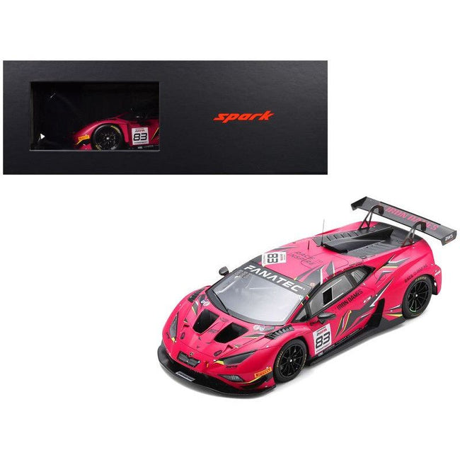 Lamborghini Huracan GT3 Evo2 83 Sarah Bovy - Rahel Frey - Michelle Gatting - Doriane Pin "Iron Dames" "24 Hours of Spa" (2023) with Acrylic Display Case 1/18 Model Car by Spark - Spark - ModelCars.com
