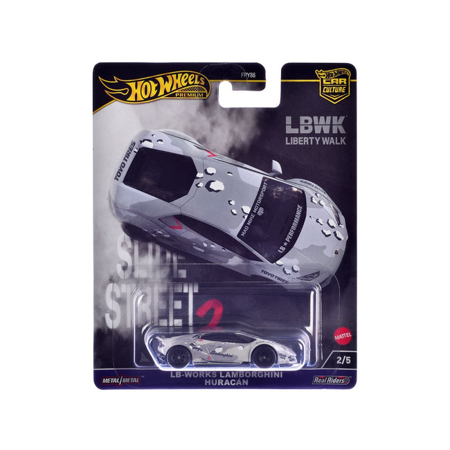 Lamborghini Huracan LB-Works Gray with Graphics "Slide Street 2" Series Diecast Model Car by Hot Wheels-Hotwheels-ModelCars.com