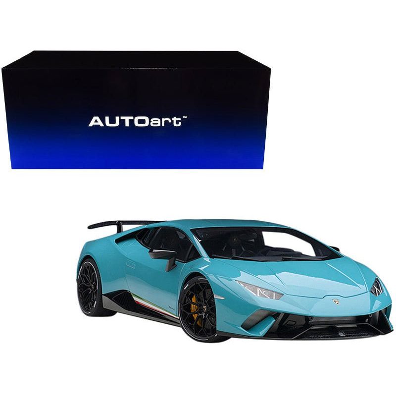 Lamborghini Huracan Performante Blu Glauco / Solid Blue with Black Wheels 1/12 Model Car by Autoart - Autoart - ModelCars.com