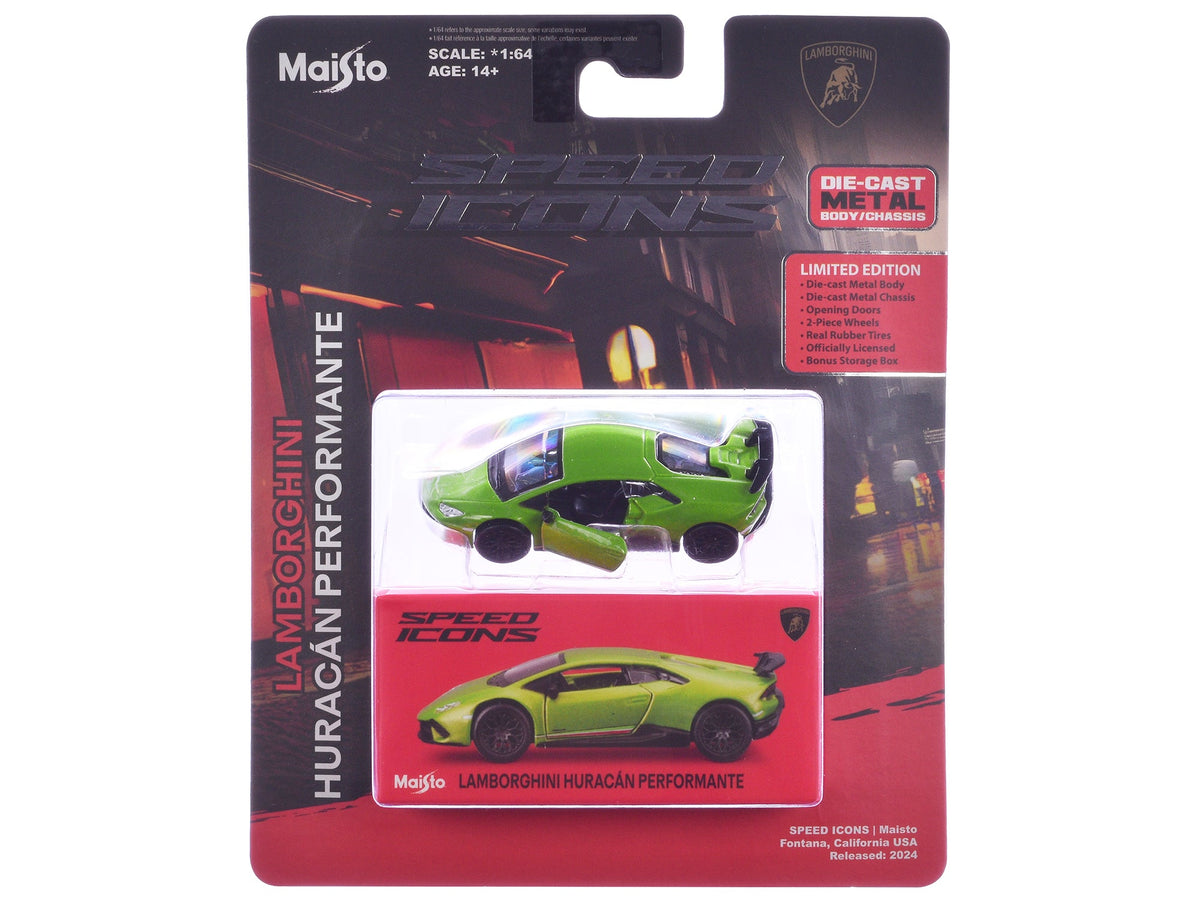 Lamborghini Huracan Performante Green "Speed Icons" Series 1/64 Diecast Model Car by Maisto-Maisto-ModelCars.com