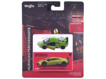 Lamborghini Huracan Performante Green "Speed Icons" Series 1/64 Diecast Model Car by Maisto-Maisto-ModelCars.com