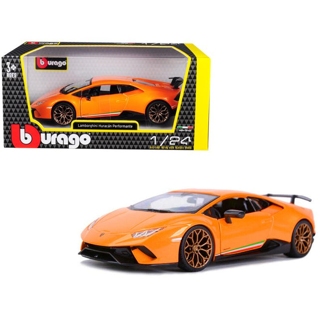 Lamborghini Huracan Performante Orange Metallic 1/24 Diecast Model Car by Bburago-Bburago-ModelCars.com