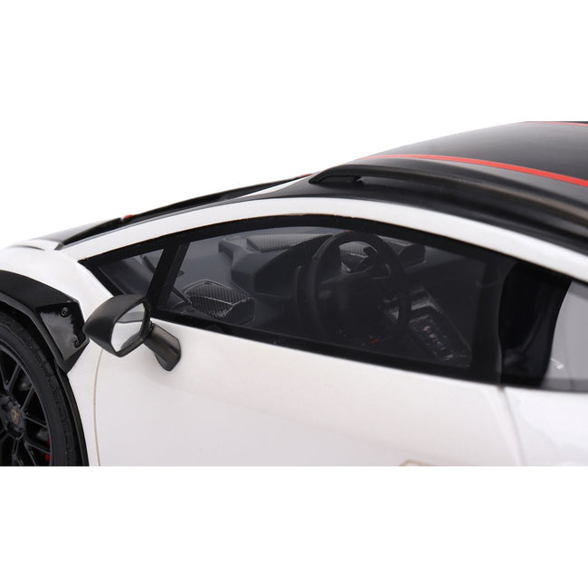 Lamborghini Huracan Sterrato Bianco Asopo White with Matt Black Top and Red Stripes 1/18 Model Car by Top Speed-Top Speed-ModelCars.com