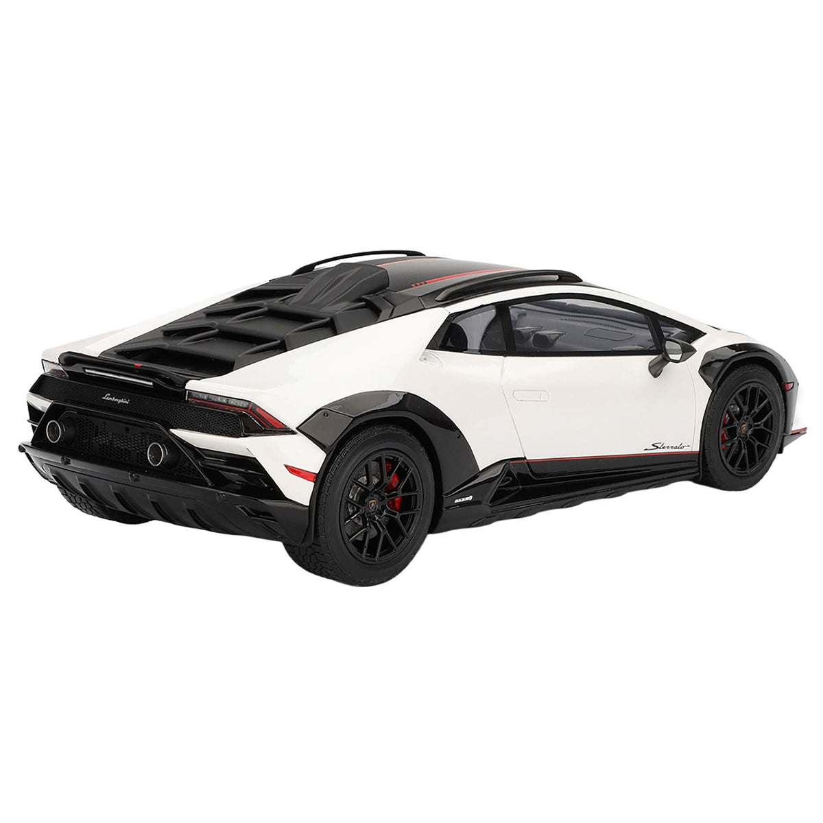 Lamborghini Huracan Sterrato Bianco Asopo White with Matt Black Top and Red Stripes 1/18 Model Car by Top Speed-Top Speed-ModelCars.com