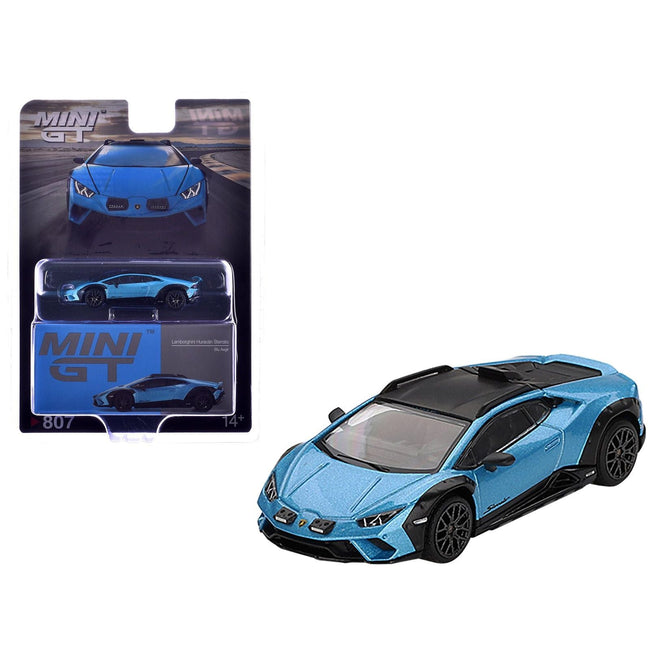 Lamborghini Huracan Sterrato Blu Aegir Blue Metallic with Black Top Limited Edition 1/64 Diecast Model Car by Mini GT-Mini GT-ModelCars.com