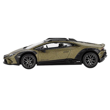 Lamborghini Huracan Sterrato Verde Gea Matt Green Metallic with Black Tio and White Stripes Limited Edition to 7200 pieces Worldwide 1/64 Diecast Model Car by Mini GT - Mini GT - ModelCars.com