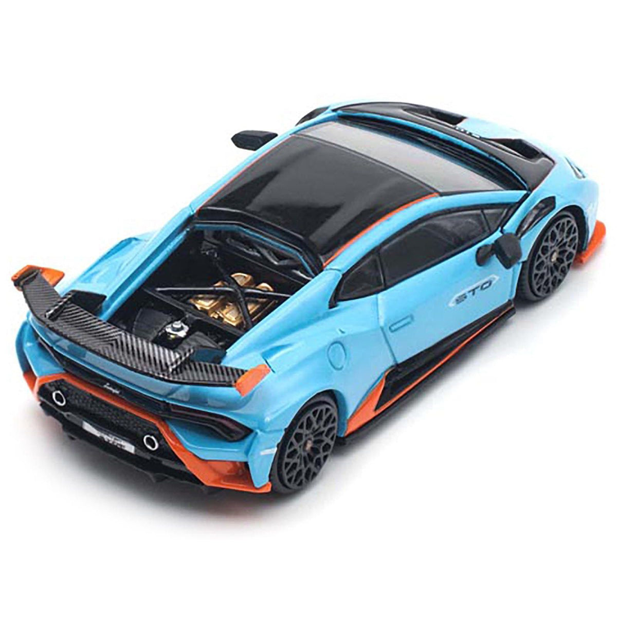 Lamborghini Huracan STO Blue with Black Top and Orange Accents 1/64 Diecast Model Car by Pop Race - Pop Race - ModelCars.com