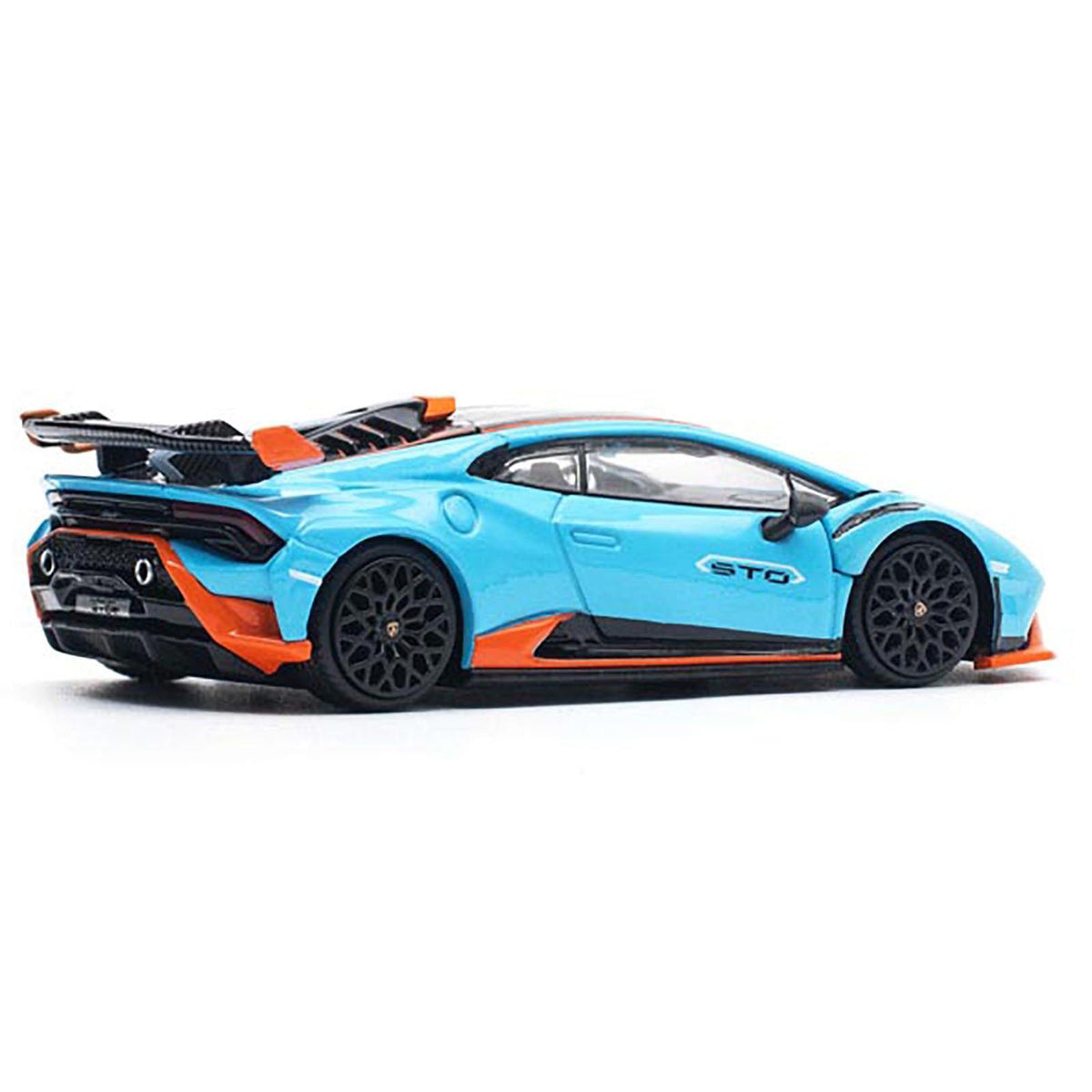 Lamborghini Huracan STO Blue with Black Top and Orange Accents 1/64 Diecast Model Car by Pop Race - Pop Race - ModelCars.com