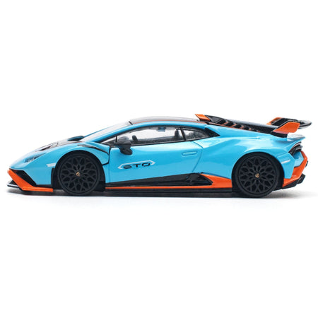 Lamborghini Huracan STO Blue with Black Top and Orange Accents 1/64 Diecast Model Car by Pop Race - Pop Race - ModelCars.com