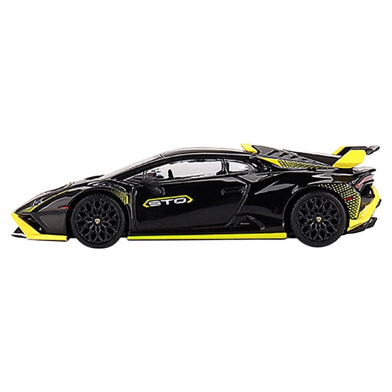 Lamborghini Huracan STO Nero Noctis Black with Yellow Accents Limited Edition to 5400 pieces Worldwide 1/64 Diecast Model Car by True Scale Miniatures - True Scale Miniatures - ModelCars.com