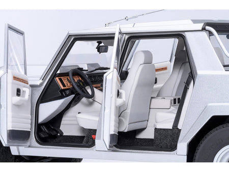 Lamborghini LM002 Argento Silver Metallic with White Interior 1/18 Model Car by Autoart-Autoart-ModelCars.com