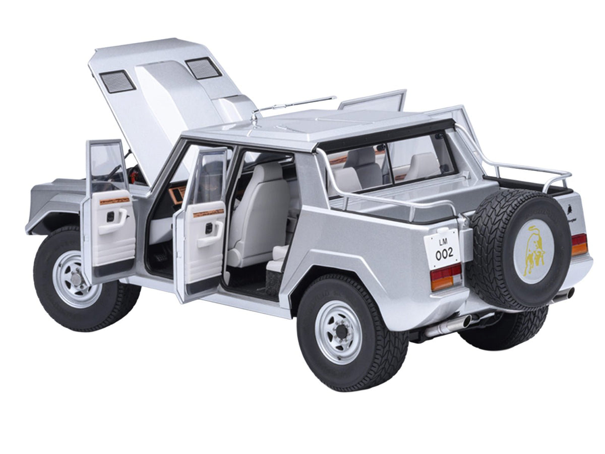 Lamborghini LM002 Argento Silver Metallic with White Interior 1/18 Model Car by Autoart-Autoart-ModelCars.com