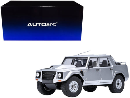 Lamborghini LM002 Argento Silver Metallic with White Interior 1/18 Model Car by Autoart-Autoart-ModelCars.com