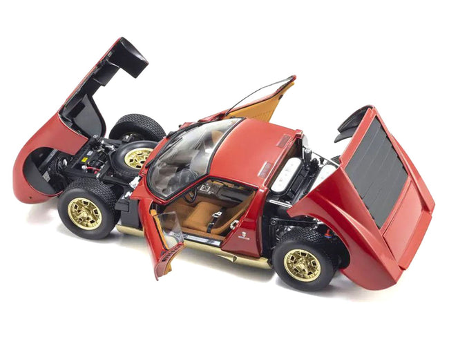 Lamborghini Miura P 400 Red with Gold Accents 1/18 Diecast Model Car by Kyosho-Kyosho-ModelCars.com