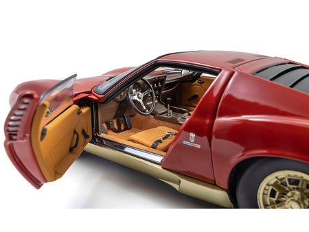 Lamborghini Miura P 400 Red with Gold Accents 1/18 Diecast Model Car by Kyosho-Kyosho-ModelCars.com
