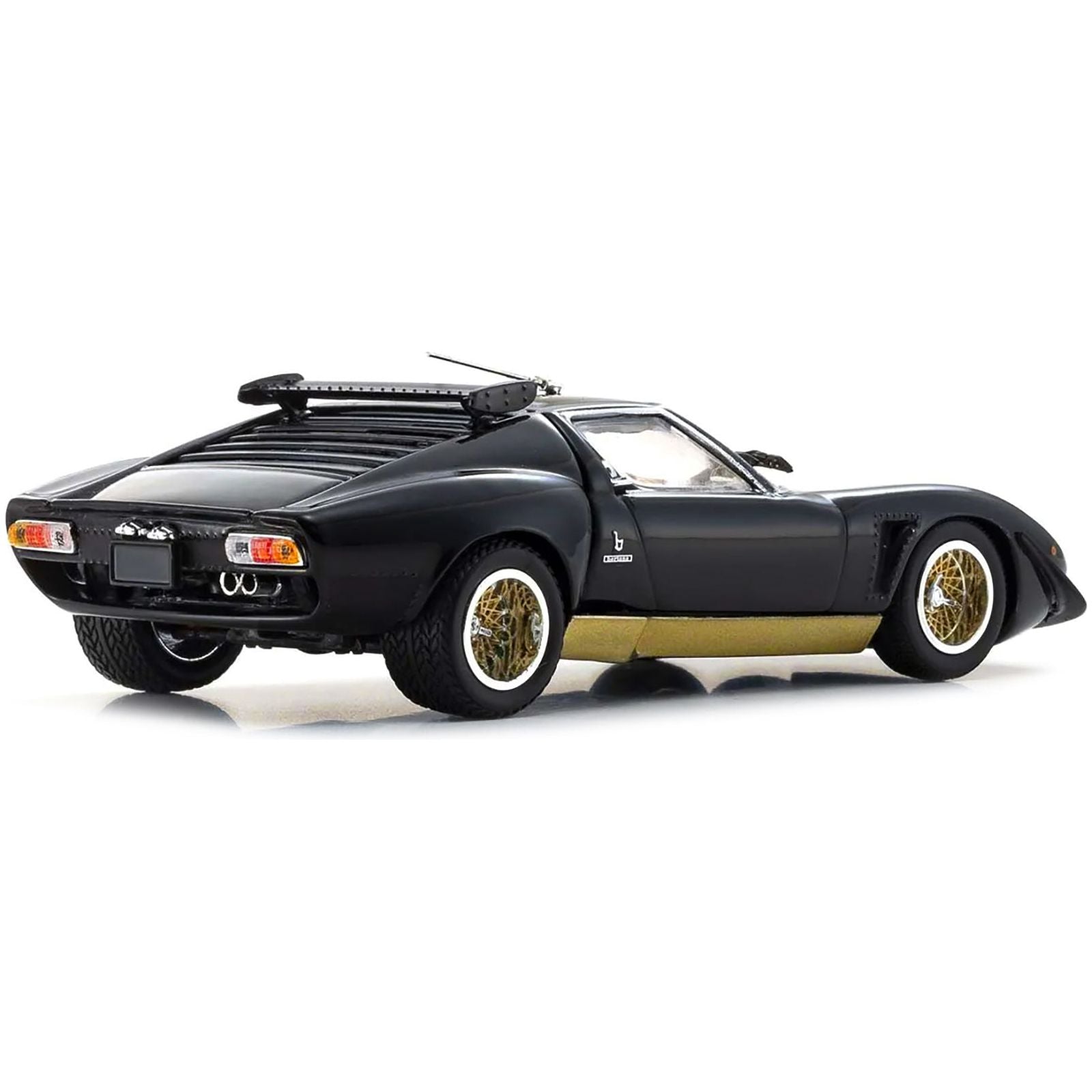 Lamborghini Miura SVR Black with Gold Accents and Wheels 1/43 Diecast Model Car by Kyosho - Kyosho - ModelCars.com