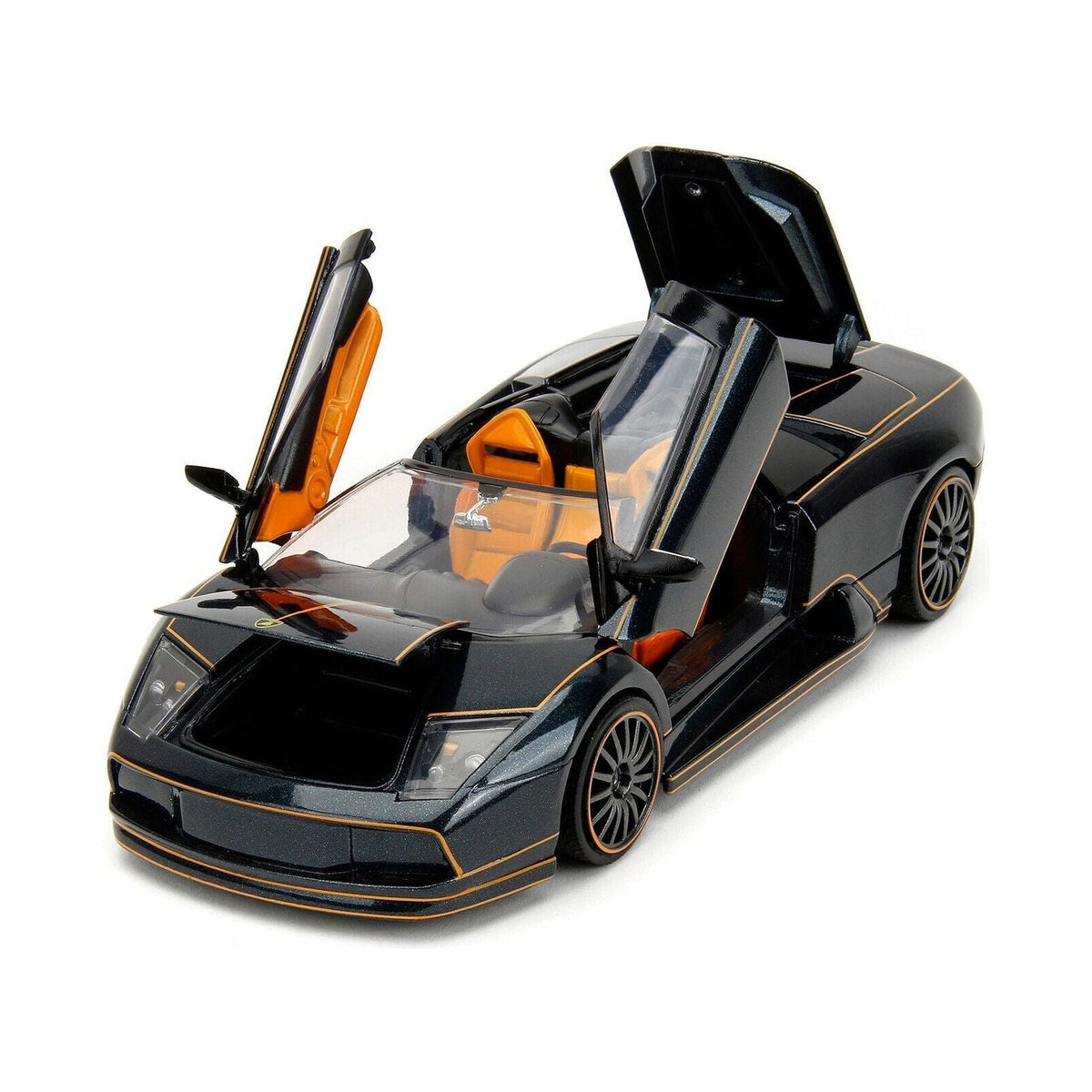 Lamborghini Murcielago Roadster Black Metallic with Orange Interior "Pink Slips" Series 1/24 Diecast Model Car by Jada-Jada-ModelCars.com