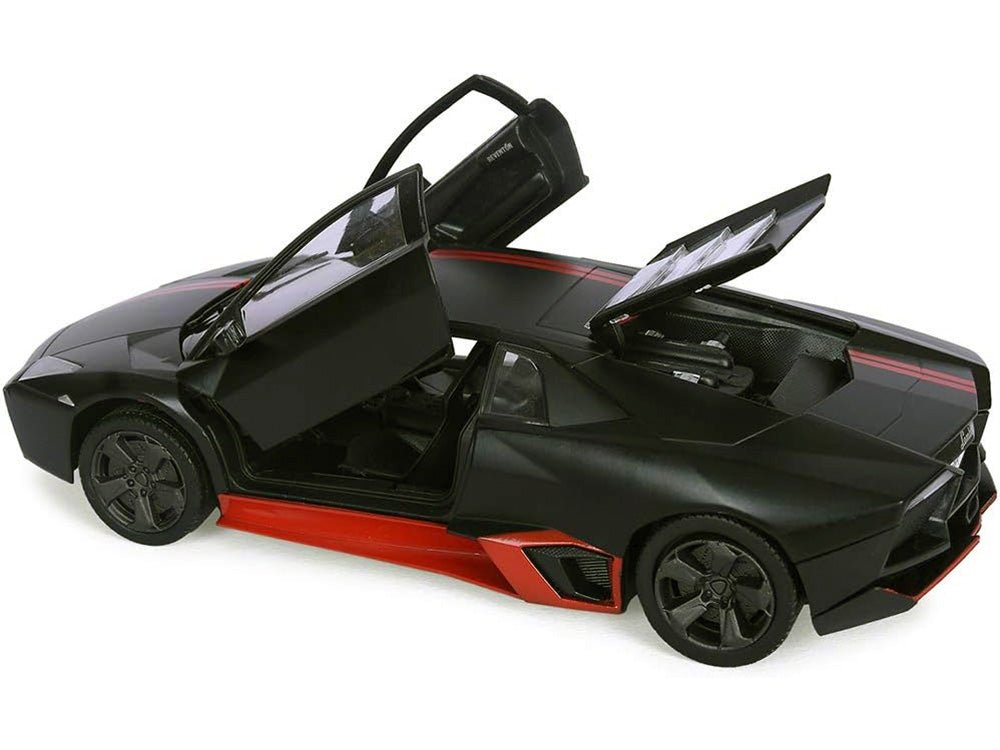 Lamborghini Reventon Matt Black with Red Stripes "Satin Paint" Series 1/24 Diecast Model Car by Motormax-Motormax-ModelCars.com