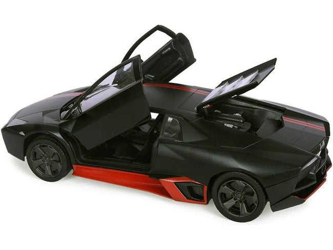 Lamborghini Reventon Matt Black with Red Stripes "Satin Paint" Series 1/24 Diecast Model Car by Motormax-Motormax-ModelCars.com