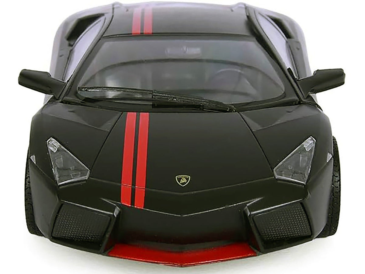 Lamborghini Reventon Matt Black with Red Stripes "Satin Paint" Series 1/24 Diecast Model Car by Motormax-Motormax-ModelCars.com