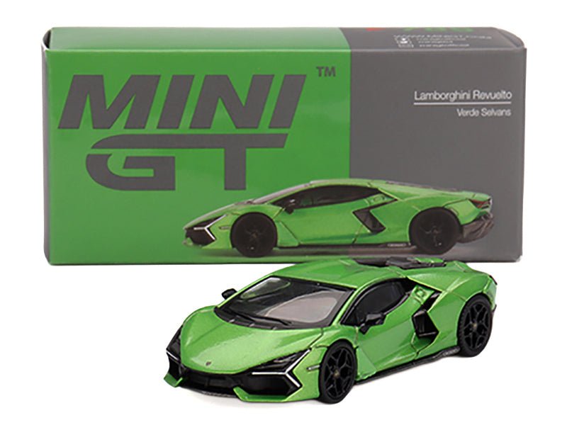 Lamborghini Revuelto Verde Selvans Green Metallic Limited Edition 1/64 Diecast Model Car by Mini GT-Mini GT-ModelCars.com