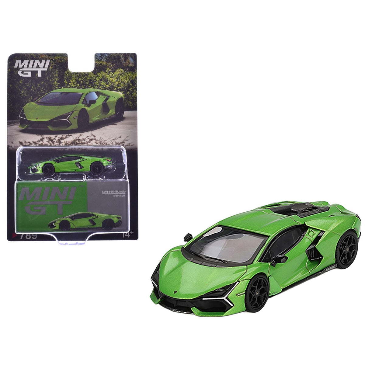Lamborghini Revuelto Verde Selvans Green Metallic Limited Edition 1/64 Diecast Model Car by Mini GT-Mini GT-ModelCars.com
