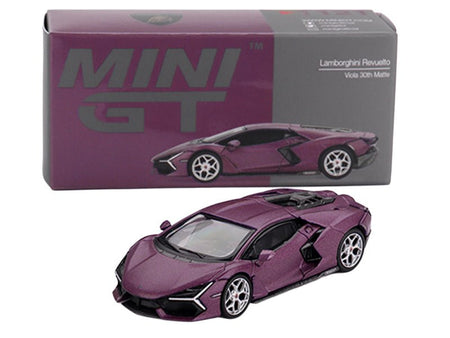 Lamborghini Revuelto Viola 30th Matt Purple Metallic Limited Edition 1/64 Diecast Model Car by Mini GT-Mini GT-ModelCars.com