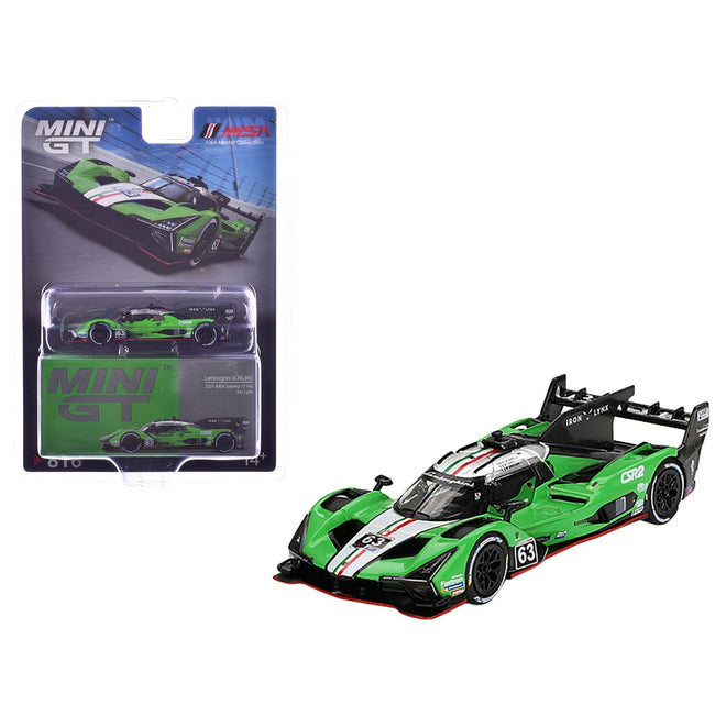 Lamborghini SC63 63 Matteo Cairoli - Andrea Caldarelli - Romain Grosjean "Iron Lynx" IMSA "12 Hours of Sebring" (2024) Limited Edition 1/64 Diecast Model Car by Mini GT - Mini GT - ModelCars.com
