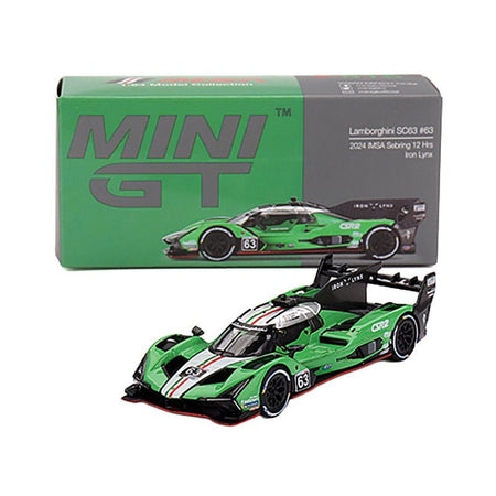 Lamborghini SC63 #63 Matteo Cairoli - Andrea Caldarelli - Romain Grosjean "Iron Lynx" IMSA "12 Hours of Sebring" (2024) Limited Edition 1/64 Diecast Model Car by Mini GT-Mini GT-ModelCars.com