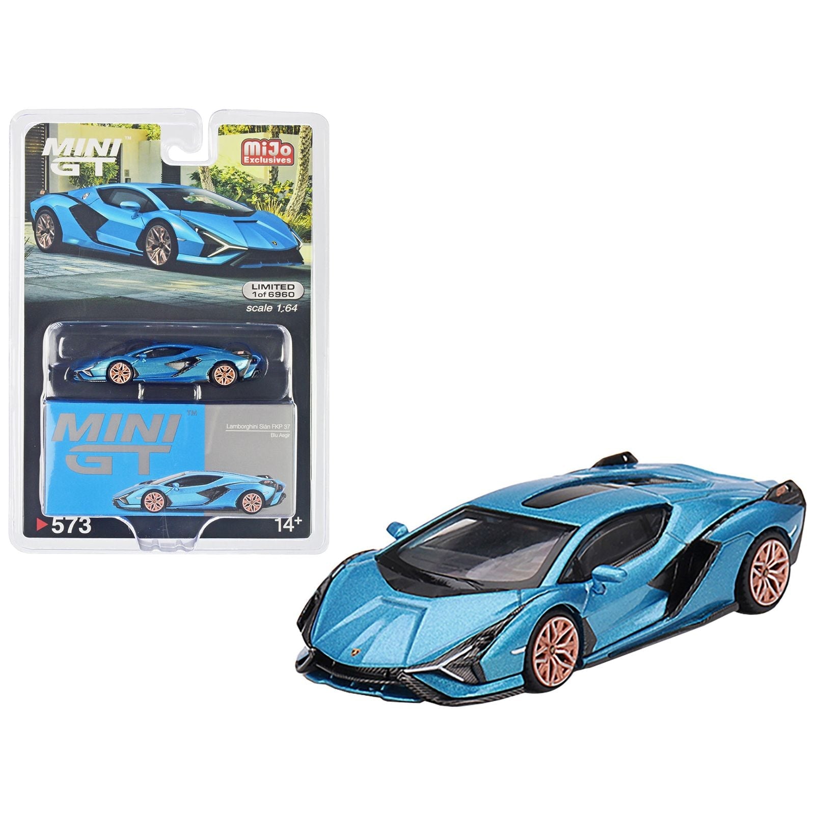 Lamborghini Sian FKP 37 Blu Aegir Blue Metallic Limited Edition to 6960 pieces Worldwide 1/64 Diecast Model Car by Mini GT - Mini GT - ModelCars.com